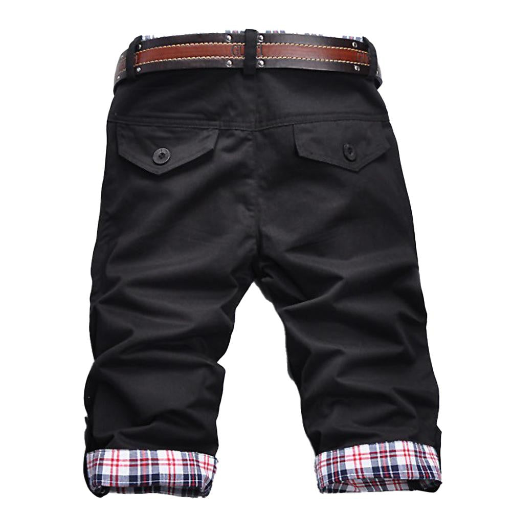 Men's Stylish Check Pattern Shorts with Belt-The Yellow Prime