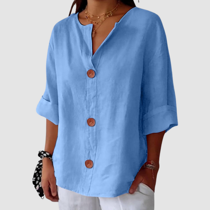 Leah | Women's Casual Linen Blouse-The Yellow Prime