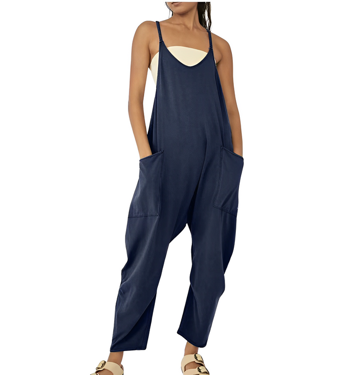 Women's Loose Jumpsuit with Front Pockets for Casual Style