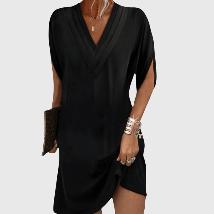 Angelica | Women's V-Neck Loose Mini Dress - Casual Summer Style-The Yellow Prime
