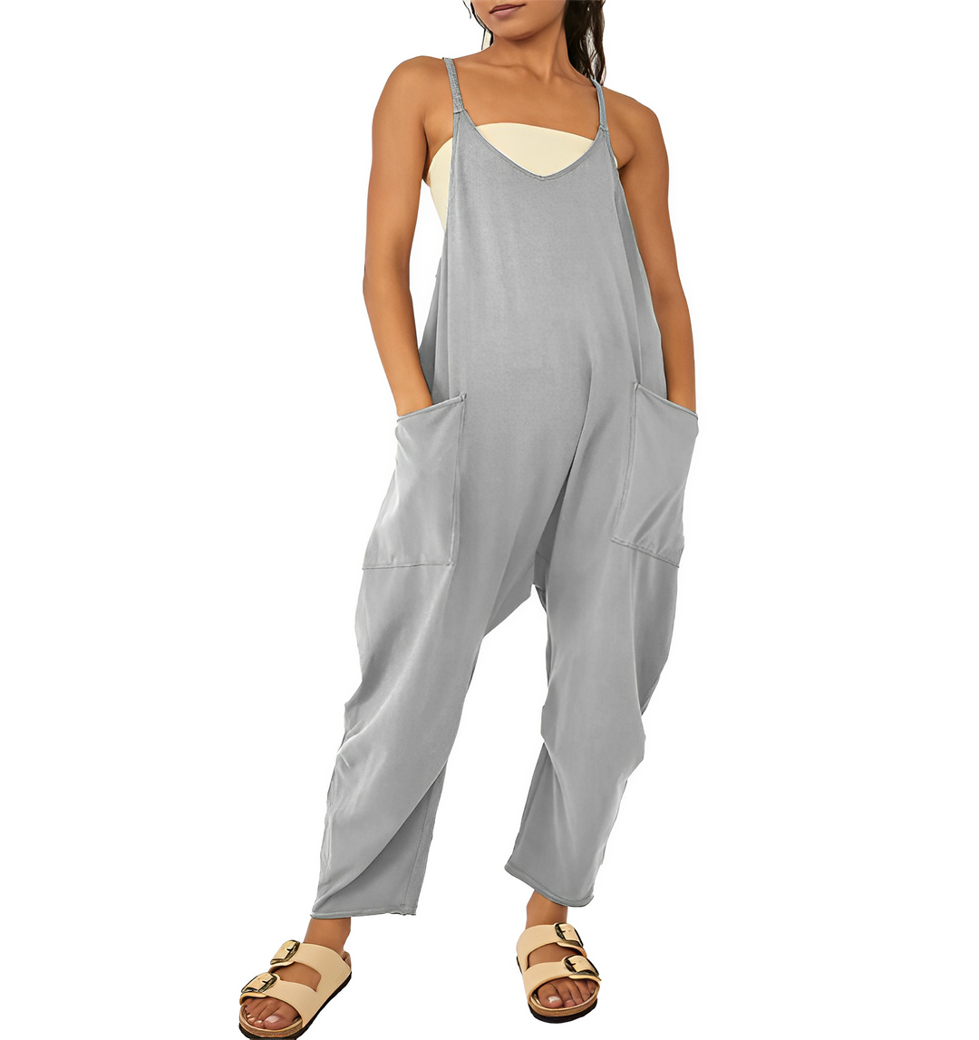 Women's Loose Jumpsuit with Front Pockets for Casual Style