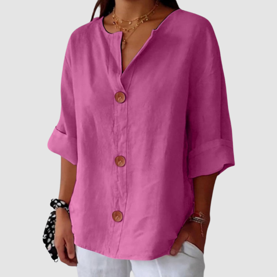 Leah | Women's Casual Linen Blouse-The Yellow Prime
