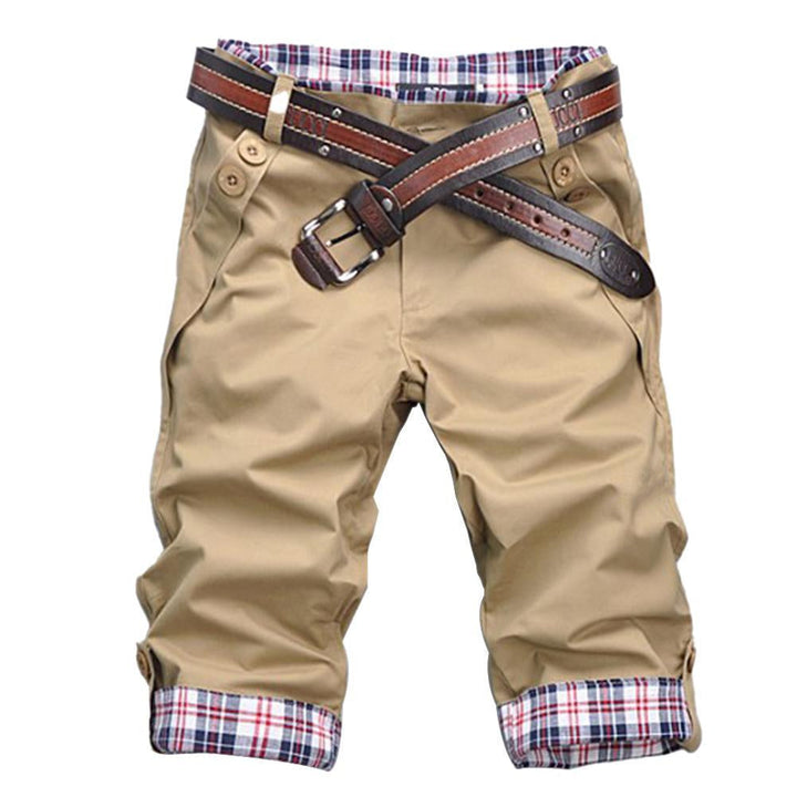 Men's Stylish Check Pattern Shorts with Belt-The Yellow Prime