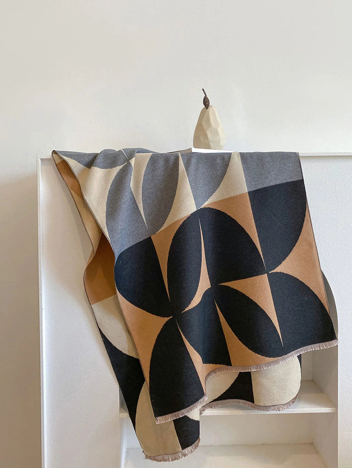 Women's Reversible Geometric Cashmere Oversized Scarf-The Yellow Prime