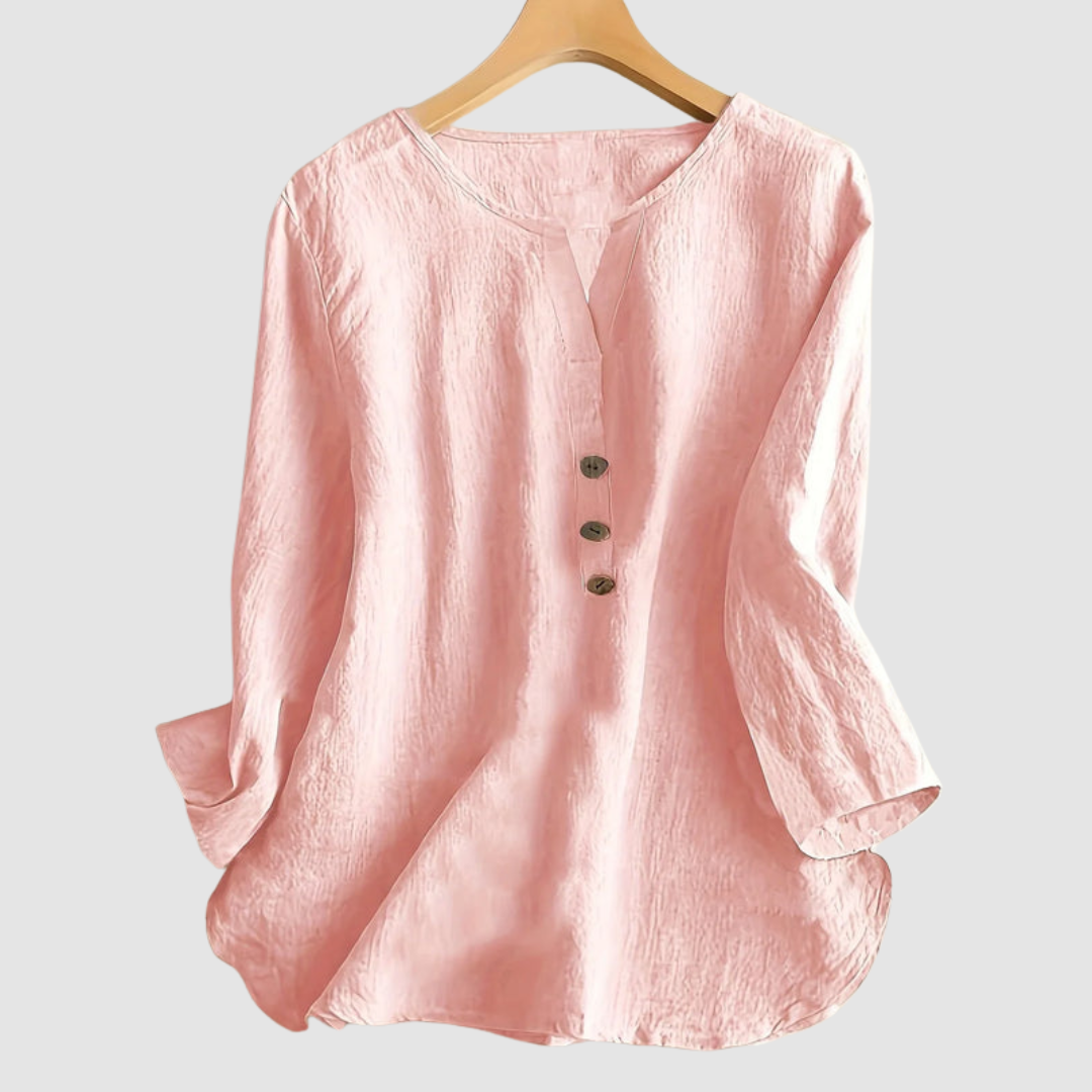 Melisa | Women's Casual Cotton and Linen Blouse-The Yellow Prime
