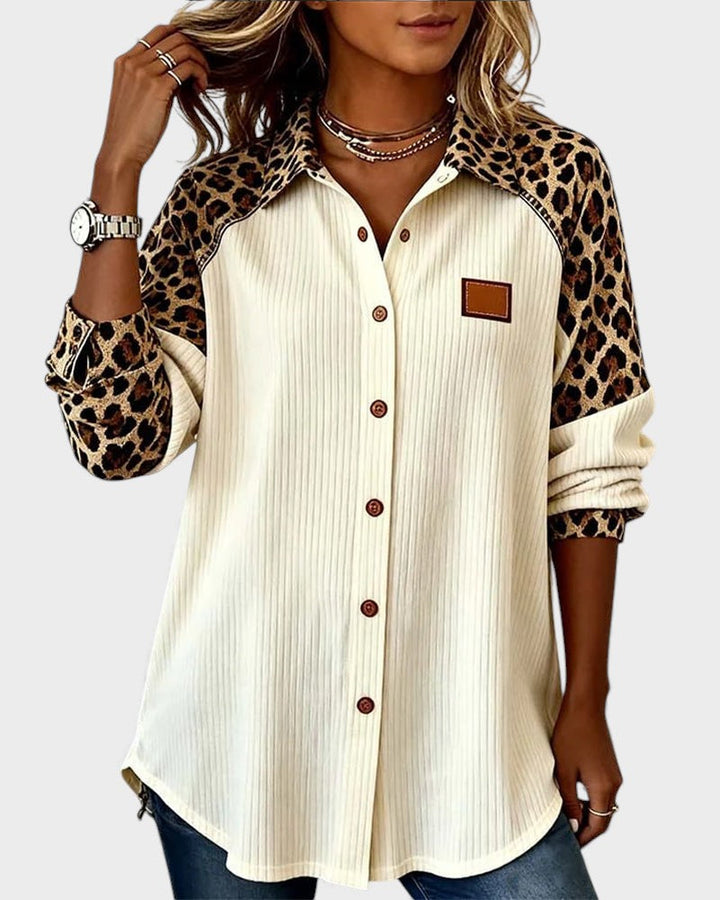 Jackie | Women's Leopard Print Button-Down Shirt-The Yellow Prime