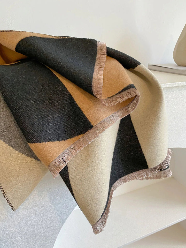 Women's Reversible Geometric Cashmere Oversized Scarf-The Yellow Prime