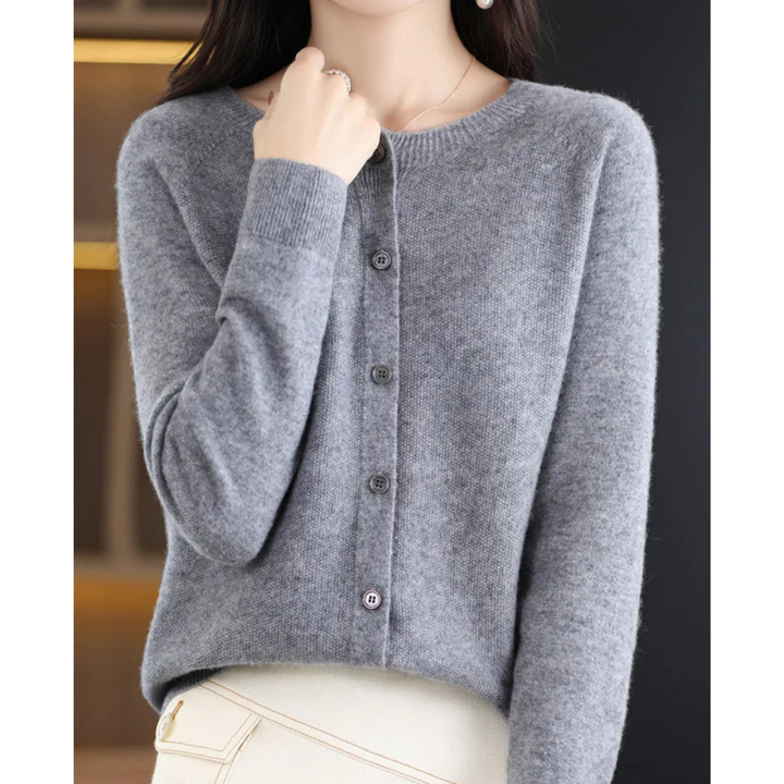 Sophia | Women's Merino Wool Cardigan with O-Neck and Cashmere Feel