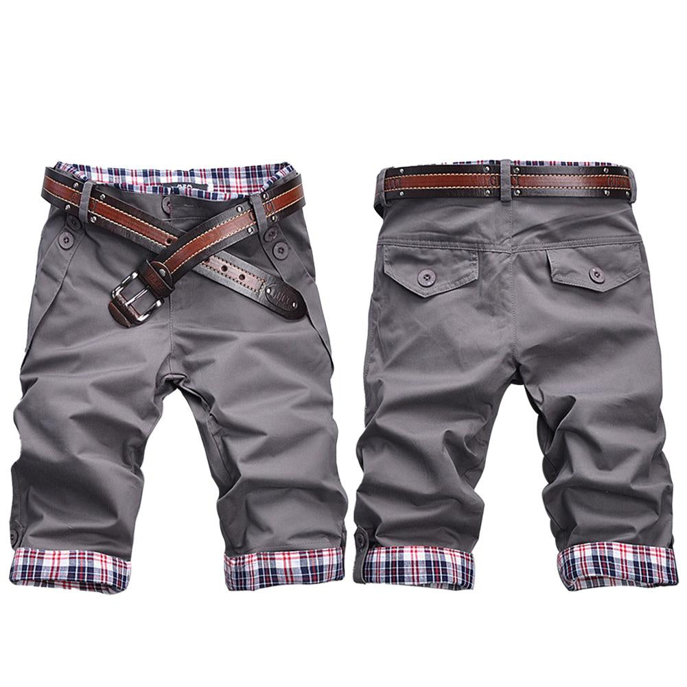 Men's Stylish Check Pattern Shorts with Belt-The Yellow Prime