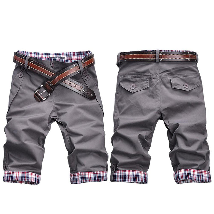 Men's Stylish Check Pattern Shorts with Belt-The Yellow Prime