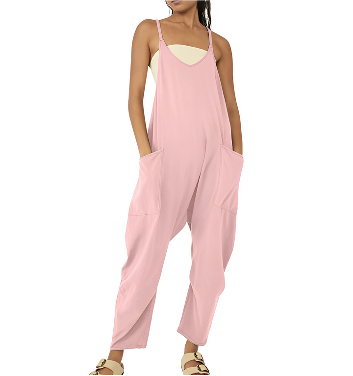 Women's Loose Jumpsuit with Front Pockets for Casual Style