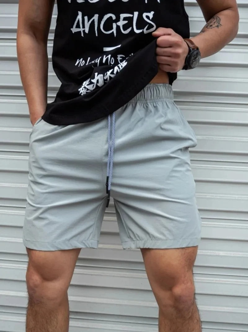 Men's Breathable Solid Color Swim Shorts with Drawstring-The Yellow Prime