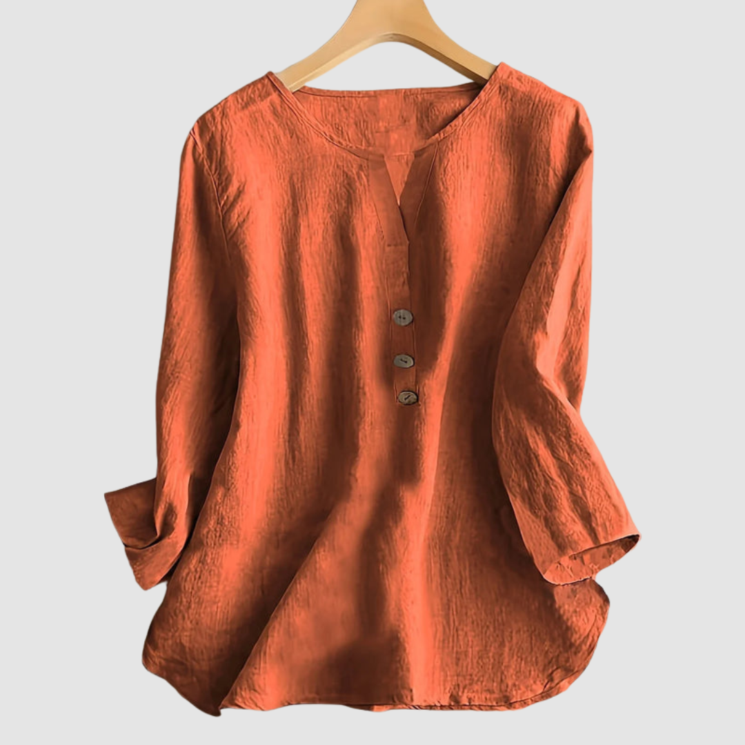 Melisa | Women's Casual Cotton and Linen Blouse-The Yellow Prime