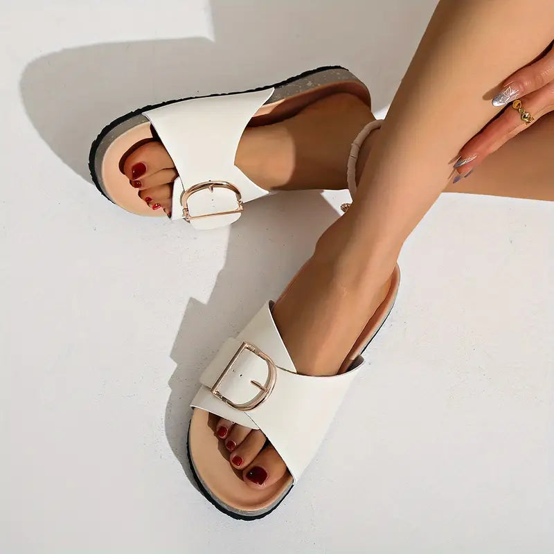 Navy | Women's Orthopedic Flat Sandals with Adjustable Straps-The Yellow Prime