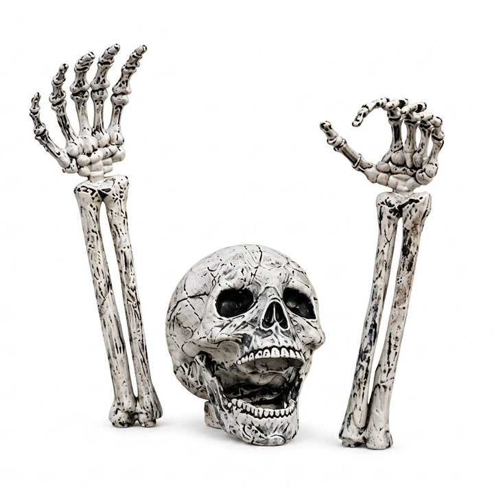 Halloweenovy realistické zápichy v podobě kostlivců pro venkovní dekoraci trávníku