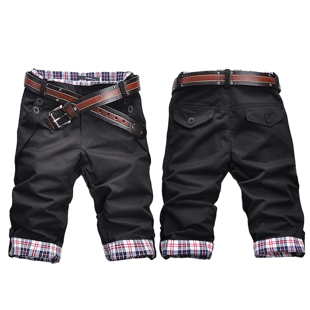 Men's Stylish Check Pattern Shorts with Belt-The Yellow Prime