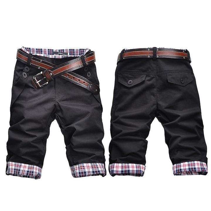 Men's Stylish Check Pattern Shorts with Belt-The Yellow Prime