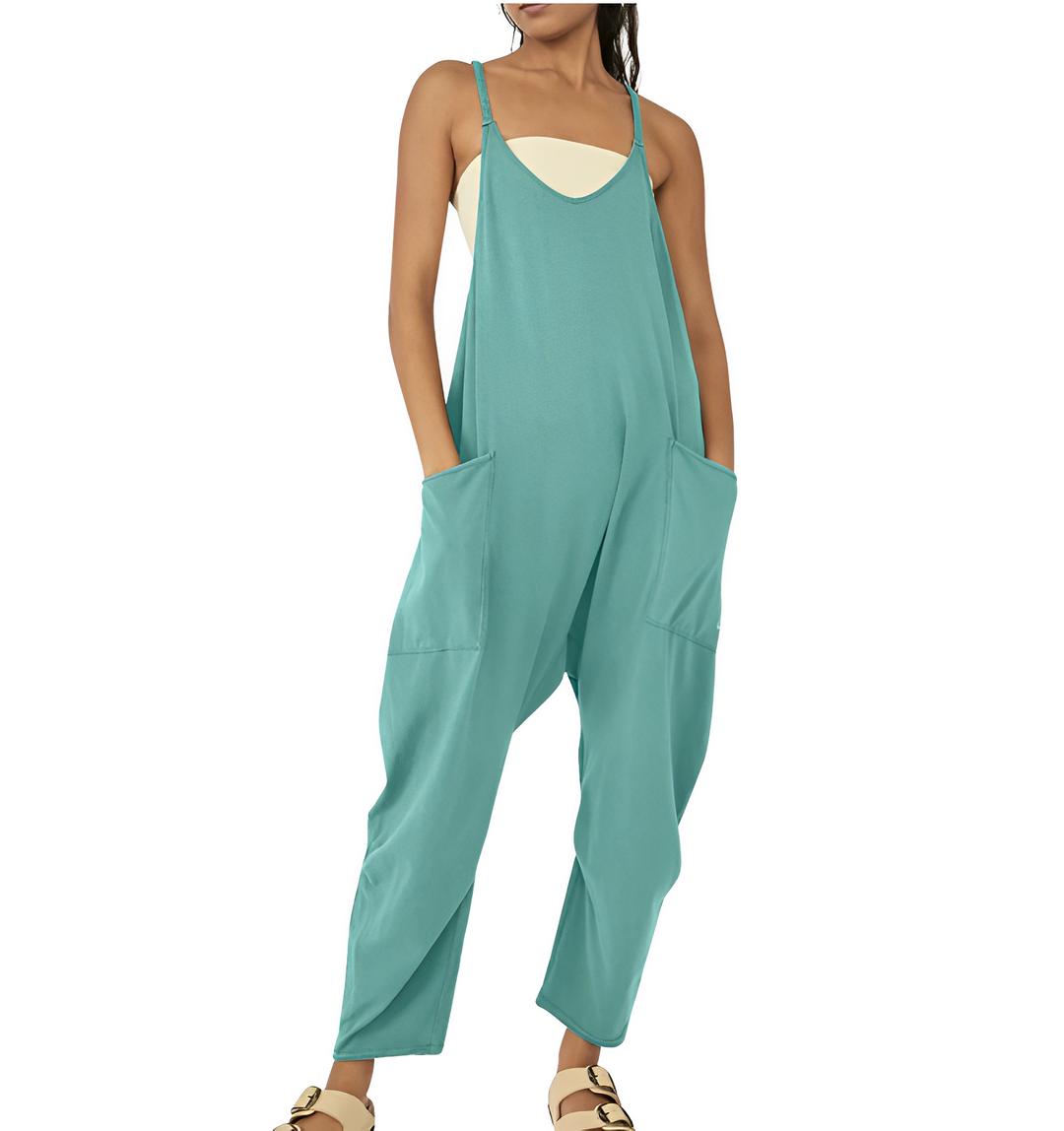Women's Loose Jumpsuit with Front Pockets for Casual Style