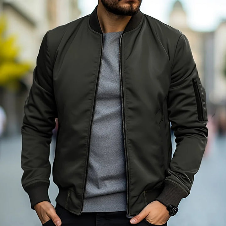 Men's Zip Up Jacket with Ribbed Cuffs for Stylish Comfort