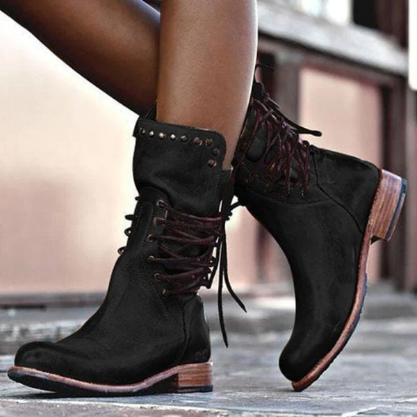 Ciss | Women's Vintage Lace-Up Boots-The Yellow Prime