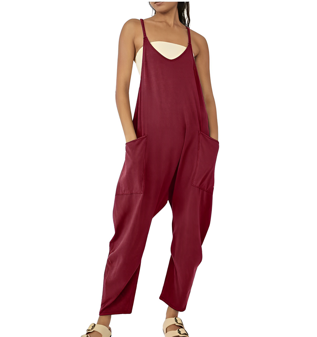 Women's Loose Jumpsuit with Front Pockets for Casual Style