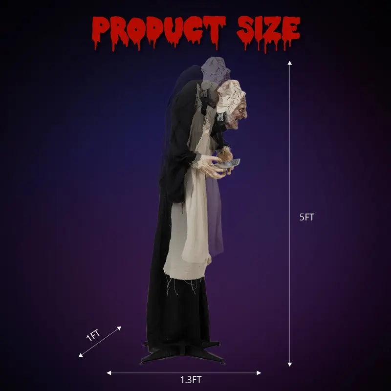 Personnage animé d’Halloween de 5 ft avec mouvement activé par le son et yeux à LED