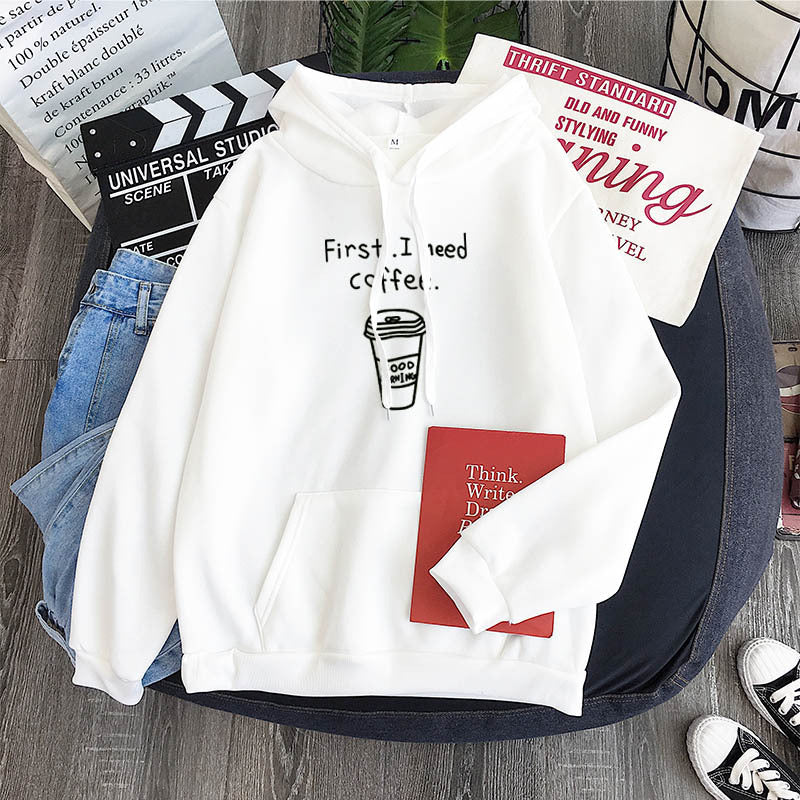 Men's Oversized Cozy Hoodie - Coffee Graphic Print, Fleece-The Yellow Prime