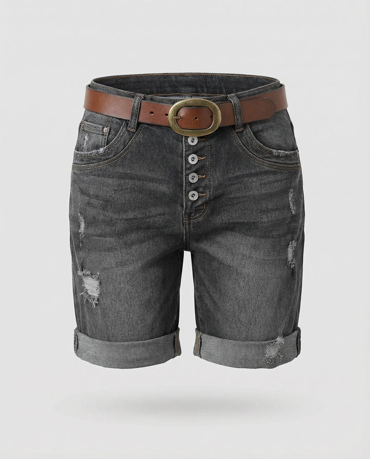 Women's Ripped Denim Shorts for Casual Summer Style-The Yellow Prime