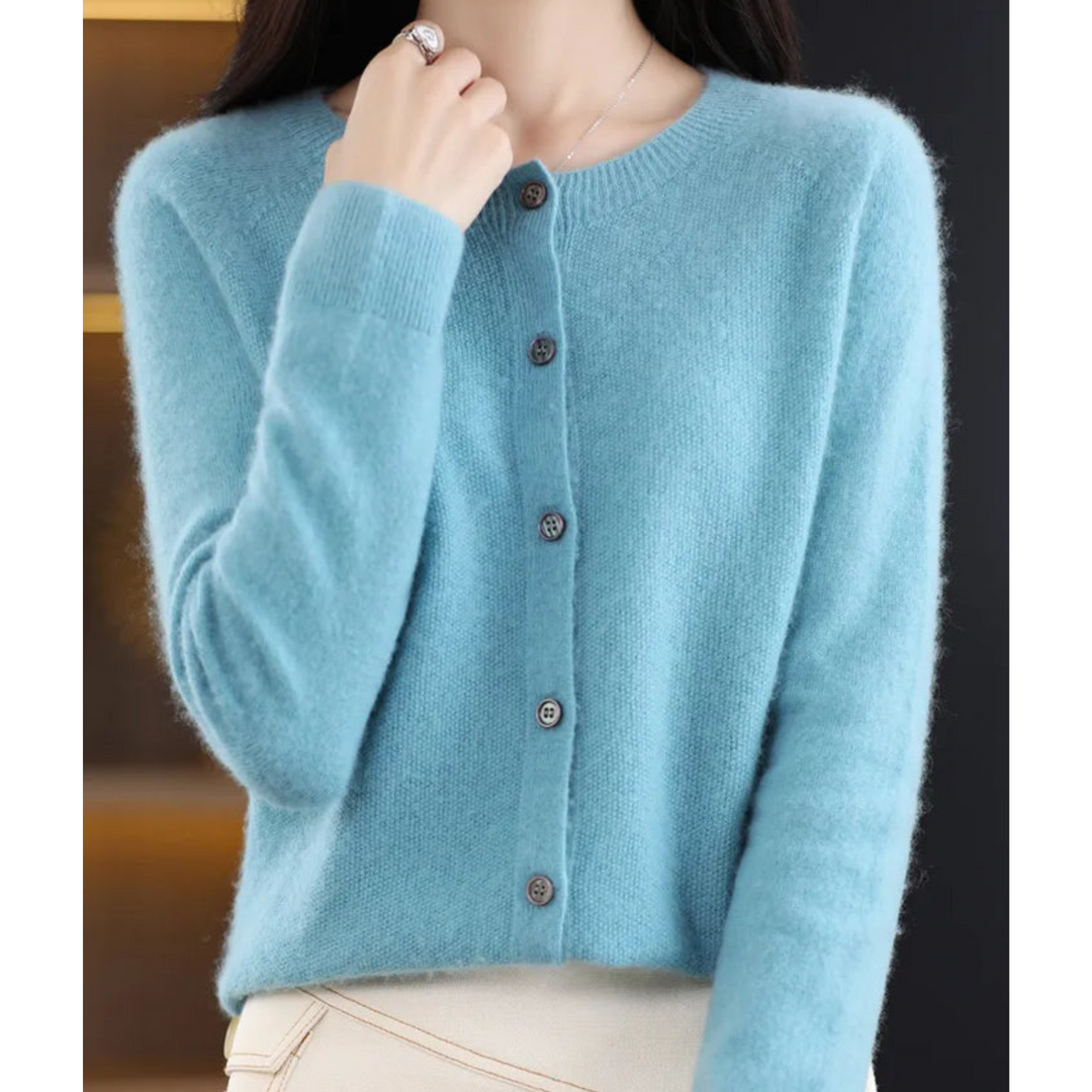 Sophia | Women's Merino Wool Cardigan with O-Neck and Cashmere Feel