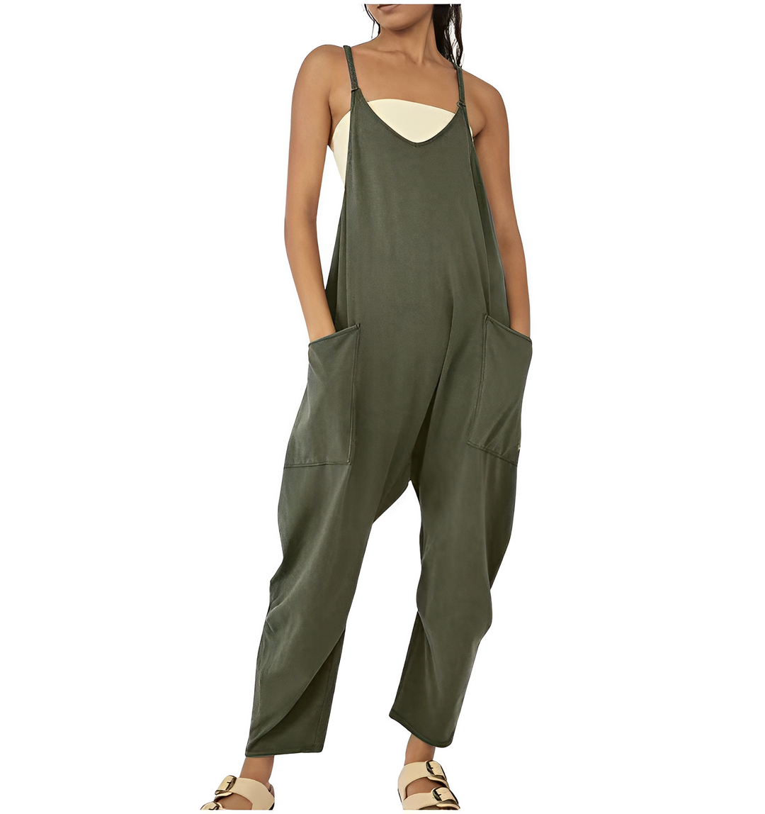 Women's Loose Jumpsuit with Front Pockets for Casual Style