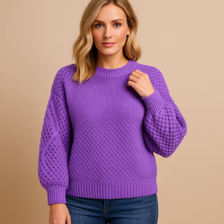Women's Relaxed Cable-Knit Sleeve Sweater