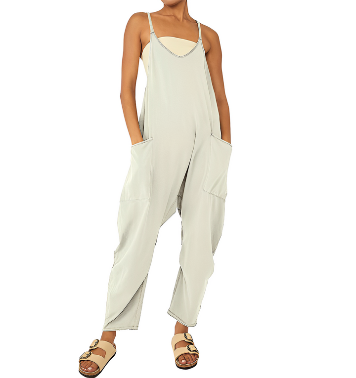 Women's Loose Jumpsuit with Front Pockets for Casual Style
