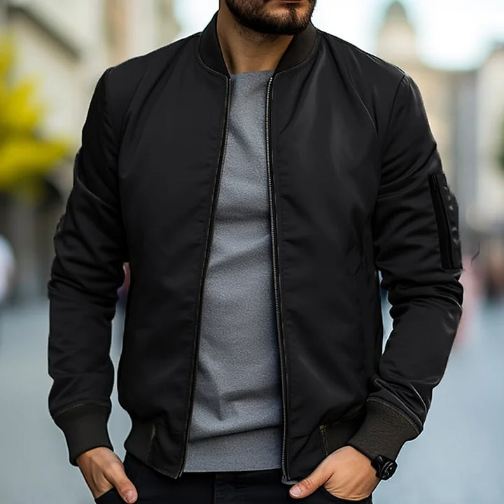 Men's Zip Up Jacket with Ribbed Cuffs for Stylish Comfort