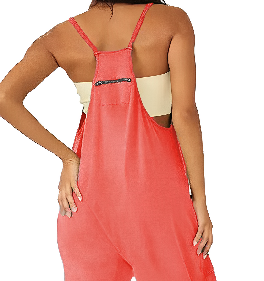 Women's Loose Jumpsuit with Front Pockets for Casual Style