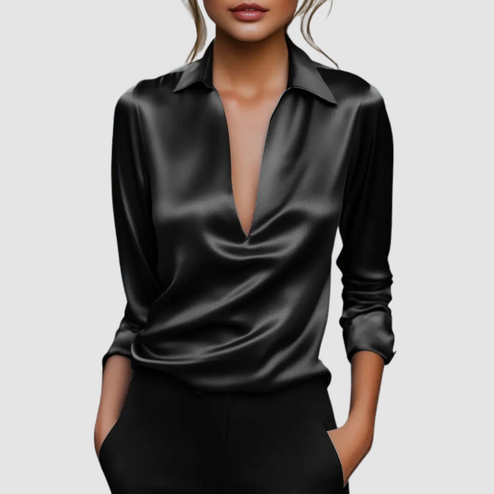 Astrid | Women's Elegant Satin Blouse-The Yellow Prime