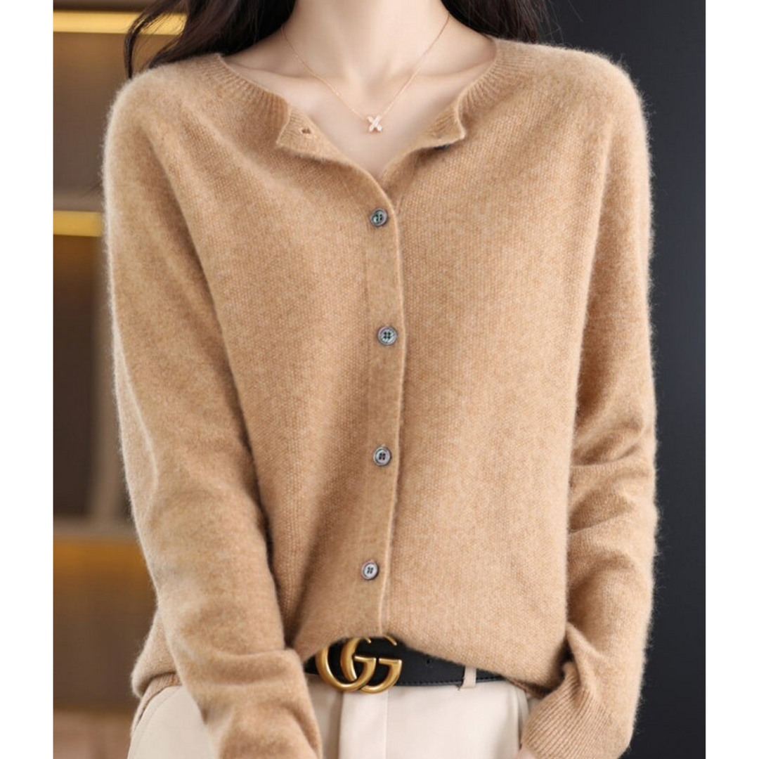 Sophia | Women's Merino Wool Cardigan with O-Neck and Cashmere Feel