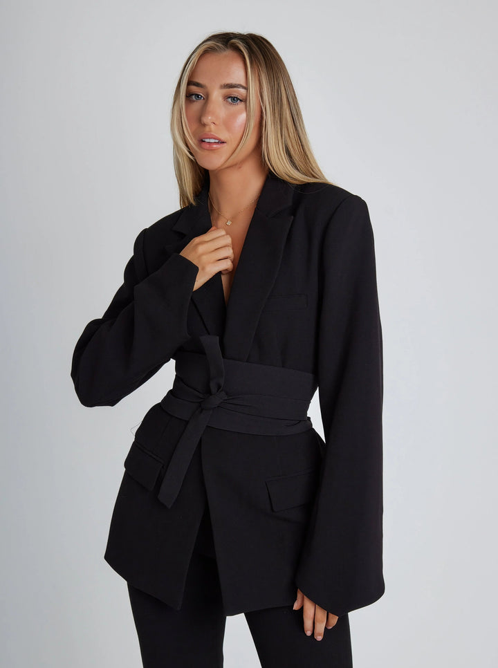 Women's Belted Blazer-The Yellow Prime