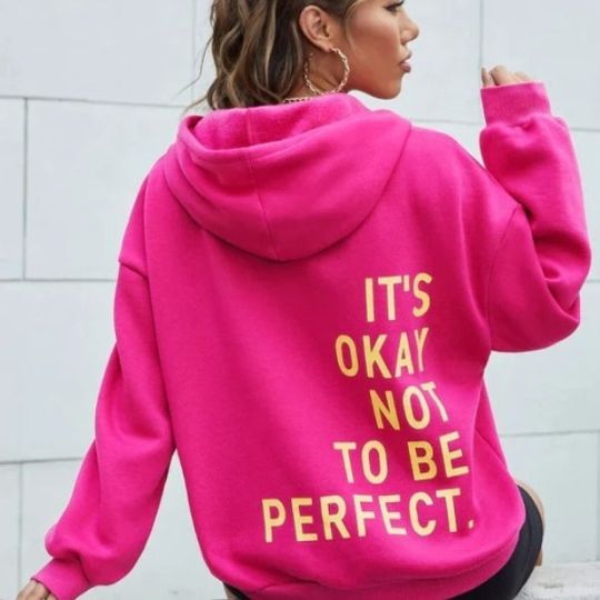 Women's Oversized Hoodie with Relaxed Back Slogan in Cotton Blend-The Yellow Prime
