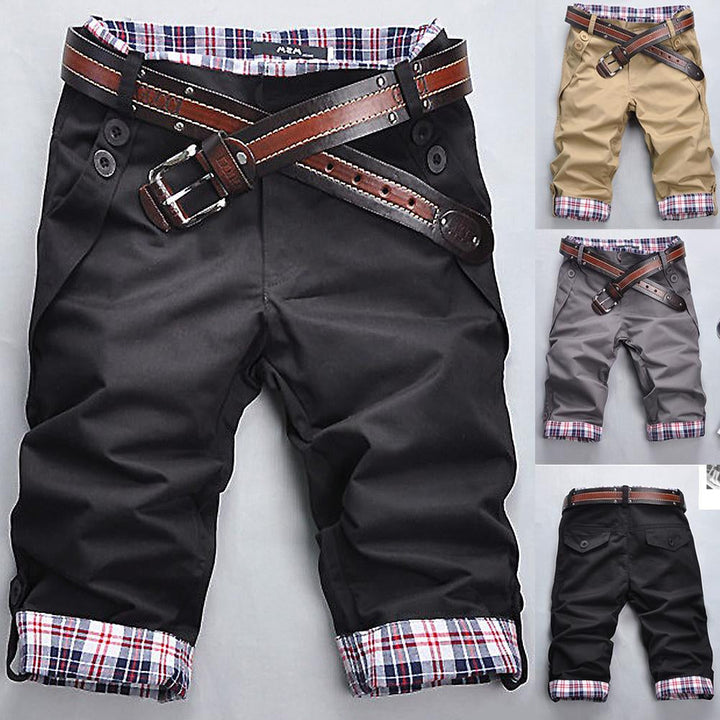 Men's Stylish Check Pattern Shorts with Belt-The Yellow Prime