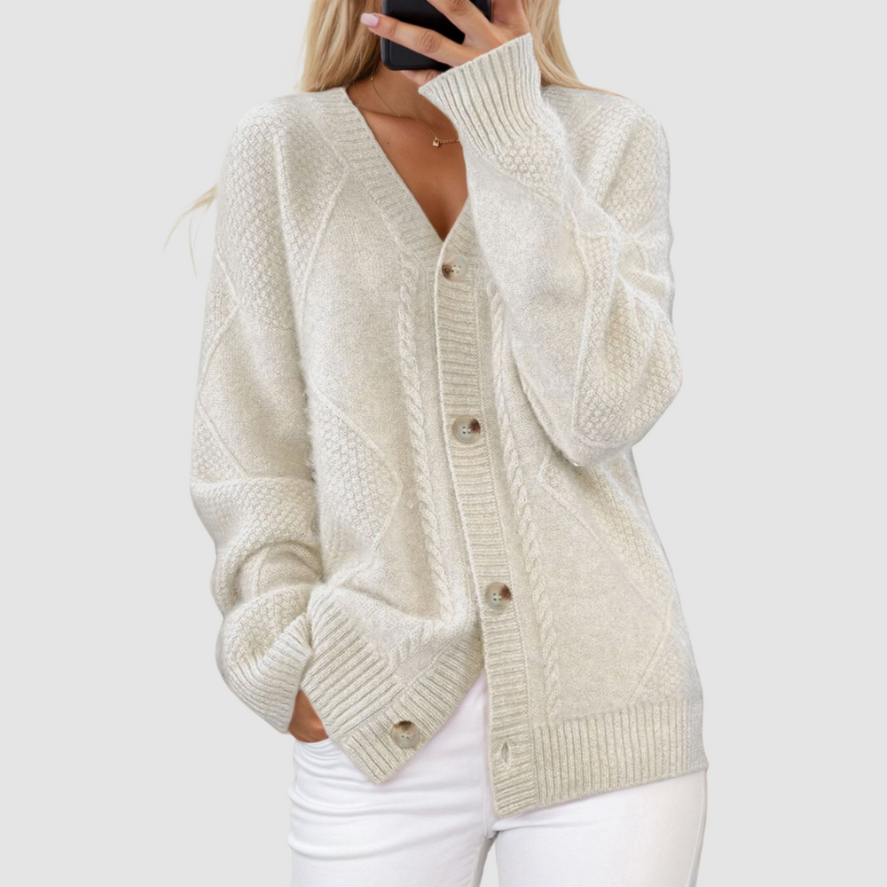 Meg | Women's Premium Knitted V-Neck Cardigan-The Yellow Prime