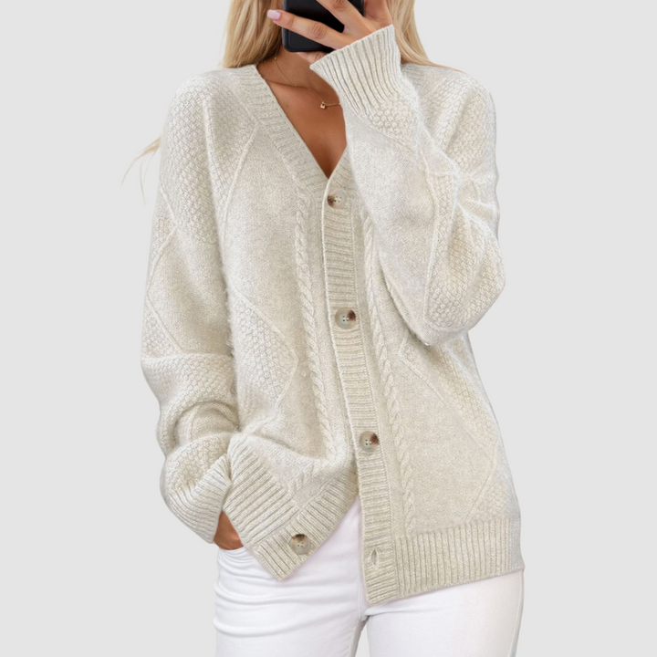 Meg | Women's Premium Knitted V-Neck Cardigan-The Yellow Prime