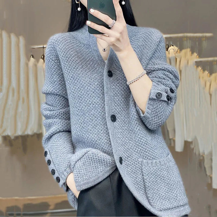 Women's Textured Knit Cardigan in Linden-The Yellow Prime