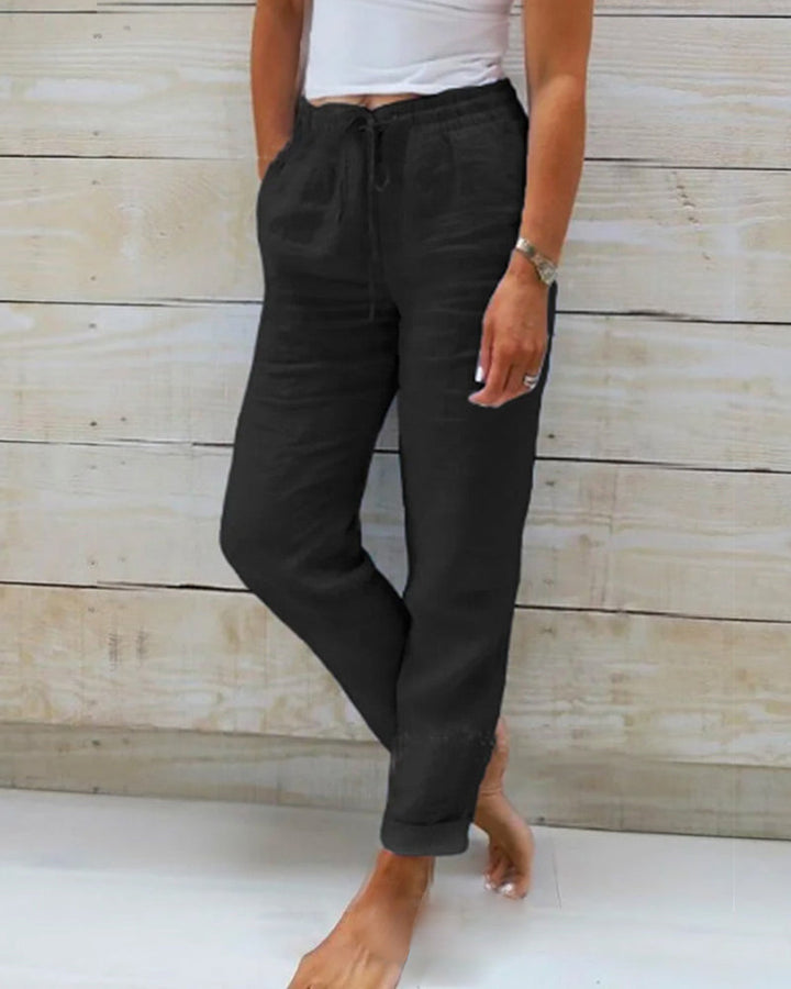 Evelien | Women's Comfortable Stylish Elastic Linen Pants-The Yellow Prime