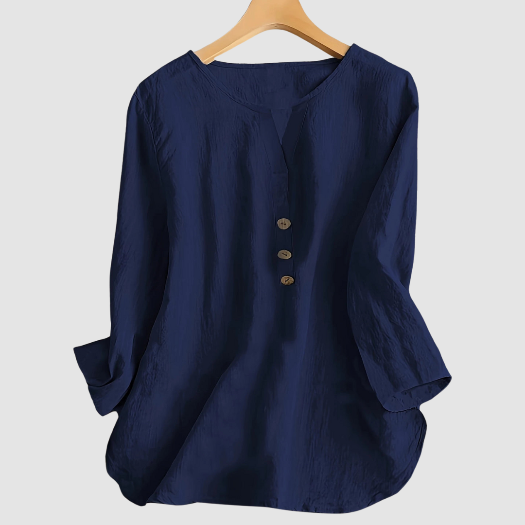 Melisa | Women's Casual Cotton and Linen Blouse-The Yellow Prime