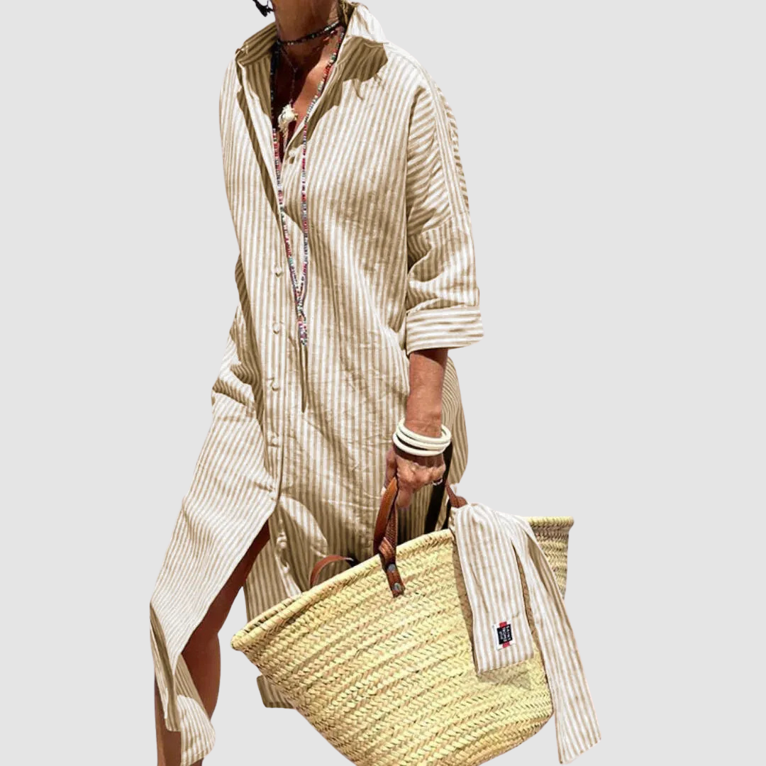 Nichole | Women's Elegant Striped Summer Dress-The Yellow Prime