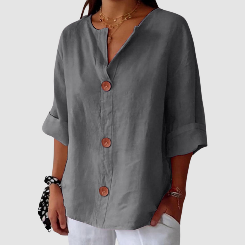 Leah | Women's Casual Linen Blouse-The Yellow Prime
