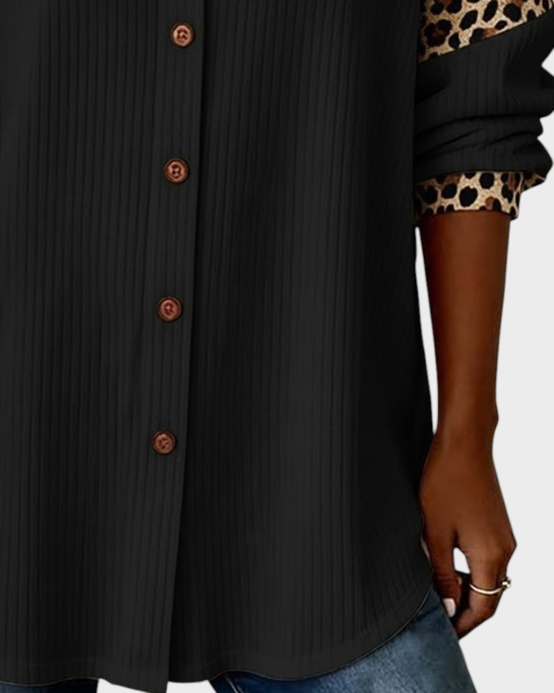 Jackie | Women's Leopard Print Button-Down Shirt-The Yellow Prime