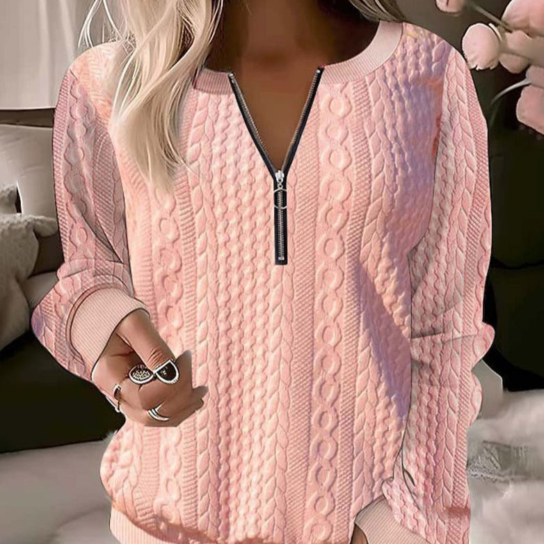 Adriana | Women's Casual Knitted Sweater with Half-Zip Design