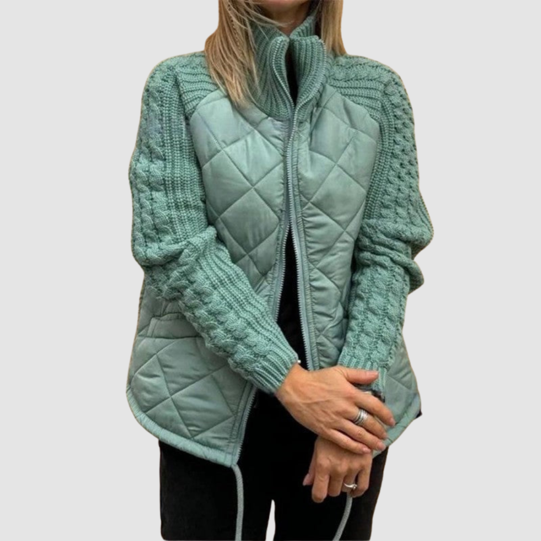 Carina | Women's Wool Patchwork Down Jacket-The Yellow Prime