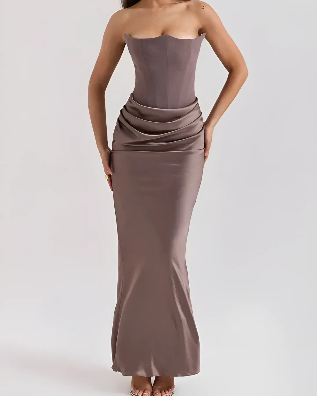 Elisabetta | Women's Draped Maxi Dress for Wedding Guests-The Yellow Prime